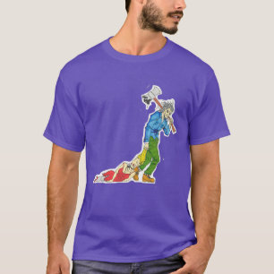 Seriemoordenaar met bijl en vrouw t-shirt