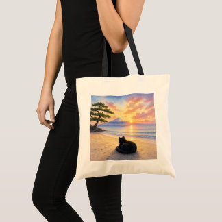 series_1_10|Resting Black Cat and Mount Fuji Tote Bag