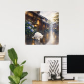 series_2_9|Square Puddle Reflection White Cat Art Poster (Thuiskantoor)