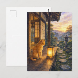 series_3_8|Gazing Lantern Tabby Cat Japanese Art Briefkaart