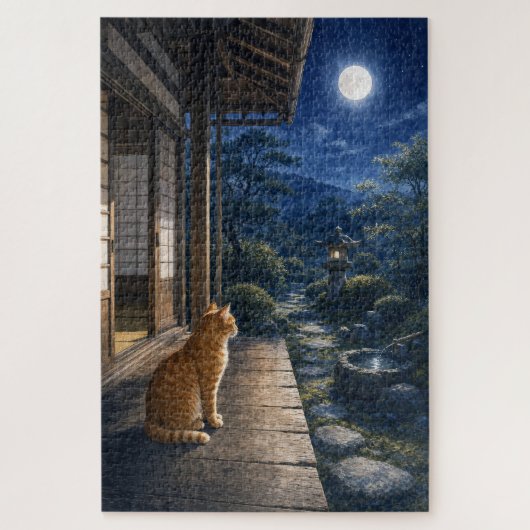 series_3_9|Moonlight Veranda Tabby Cat Art Legpuzzel (Verticaal)