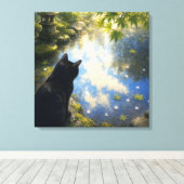 series_4_10|Garden Puddle Reflection Cat Square Canvas Afdruk (Insitu (Houten vloer))