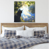 series_4_10|Garden Puddle Reflection Cat Square Canvas Afdruk (Insitu (Slaapkamer))