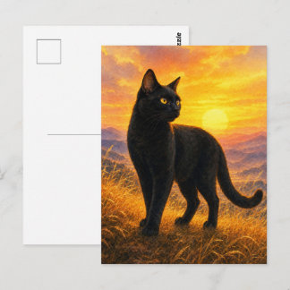 series_4_3|Sunset Hills Black Cat Japanese Art Briefkaart