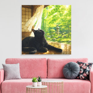 series_4_5|Summer Breeze Cat Square Japanese Art Canvas Afdruk