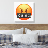 Serieus gezicht met symbolen die de mond bedekken  canvas afdruk (Insitu (Slaapkamer))