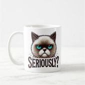 Serieus? Meowly Cat Funny Sarcastic Humor Pet Koffiemok (Links)