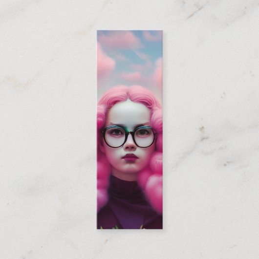 Serieus roze haar Bladwijzer Mini Visitekaartje (Voorkant)