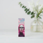 Serieus roze haar Bladwijzer Mini Visitekaartje (Staand voorkant)