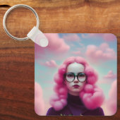 Serieus roze haar sleutelhanger (Voorkant)