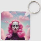 Serieus roze haar sleutelhanger (Achterkant)
