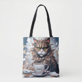 Serieuze Abstracte kat met "niet vandaag" Bericht  Tote Bag (Voorkant)