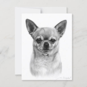 Serieuze Chihuahua Hand geschilderde hond kunstwer Briefkaart