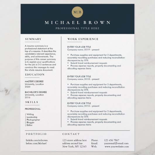 Serieuze cv-Sjabloon eenvoudig helder (Voorkant)