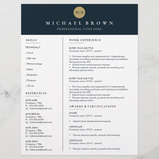 Serieuze cv-Sjabloon eenvoudig helder (Achterkant)