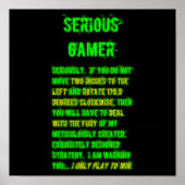 Serieuze gamer - Groen Poster (Voorkant)