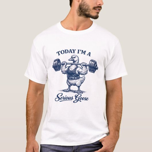 Serieuze Gans Gym Gewichtheffer T-shirt (Voorkant)