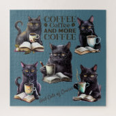 Serieuze katten en koffie legpuzzel (Verticaal)