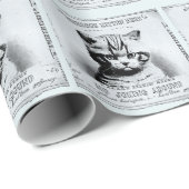 Serieuze kitten, oude krant gepersonaliseerd cadeaupapier (Rol Hoek)