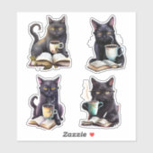 Serieuze koffie katten sticker (Vel)