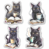 Serieuze koffie katten sticker (Voorkant)