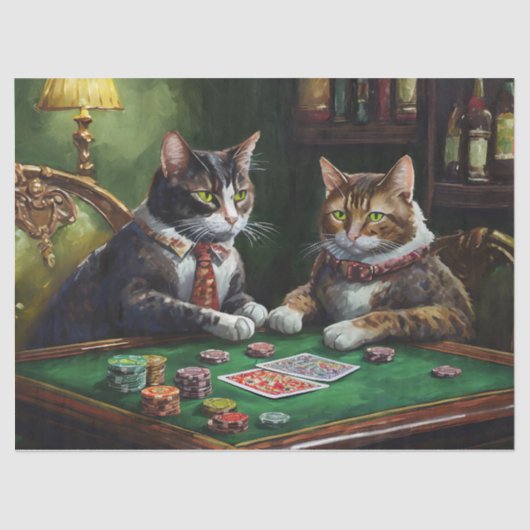 Serieuze zaken, retro katten spelen poker tissuepapier (Voorkant)