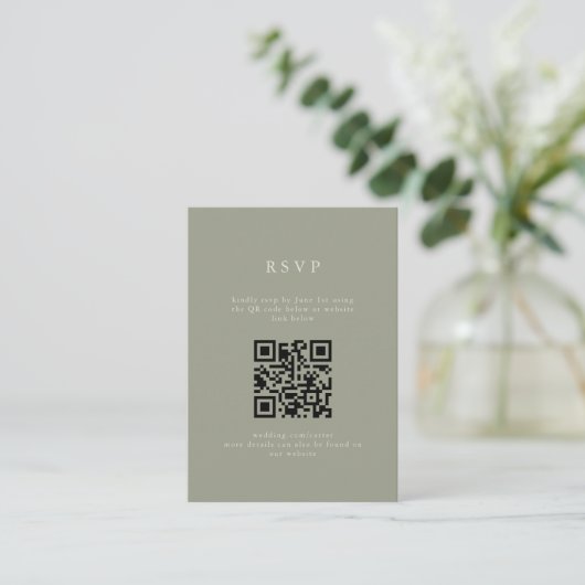 Serif Elegant Modern Wedding QR Code RSVP Informatiekaartje (Staand voorkant)