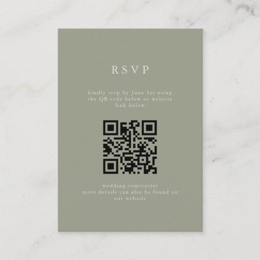 Serif Elegant Modern Wedding QR Code RSVP Informatiekaartje (Voorkant)