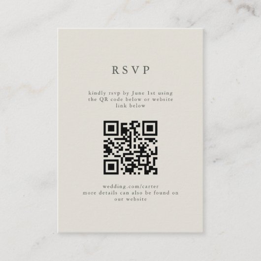 Serif Elegant Modern Wedding QR Code RSVP Informatiekaartje (Voorkant)