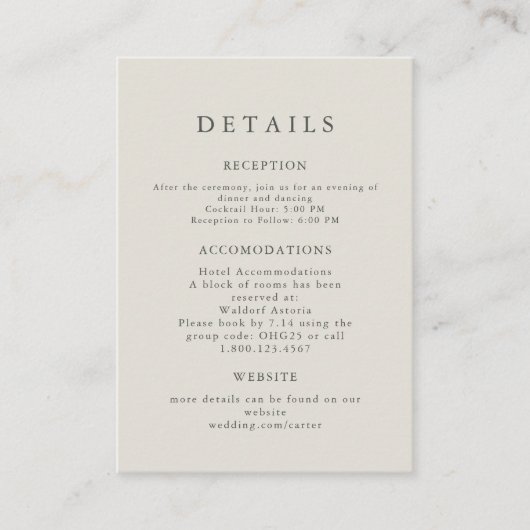 Serif Elegante Moderne Huwelijksuitnodiging Informatiekaartje (Voorkant)