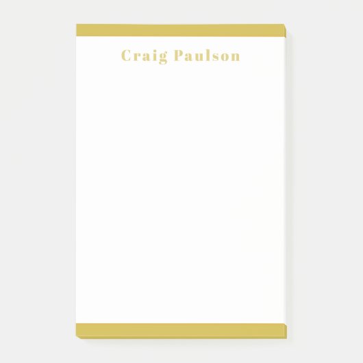 Serif Font Simple Professional Plain Gold White Post-it® Notes (Voorkant)