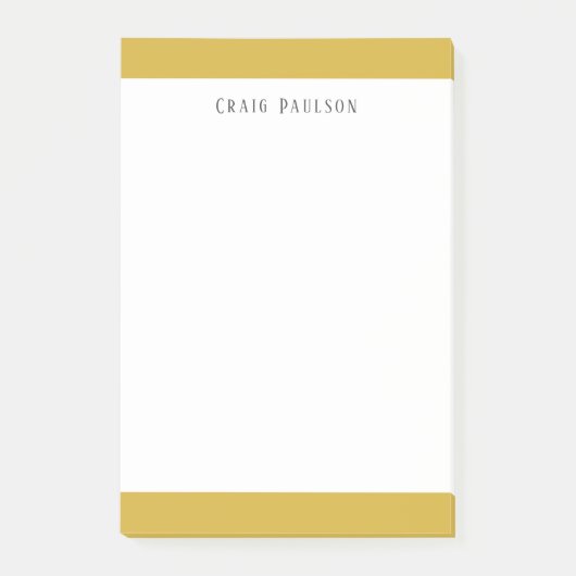 Serif Font Simple Professional Plain Gold White Post-it® Notes (Voorkant)
