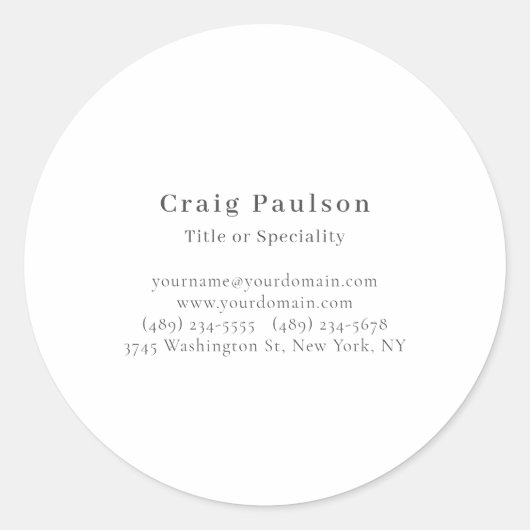 Serif Font Simple Professional Plain  Ronde Sticker (Voorkant)