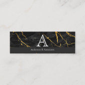 Serif Initiaal | Monogram | zwart marmer Mini Visitekaartje (Voorkant)