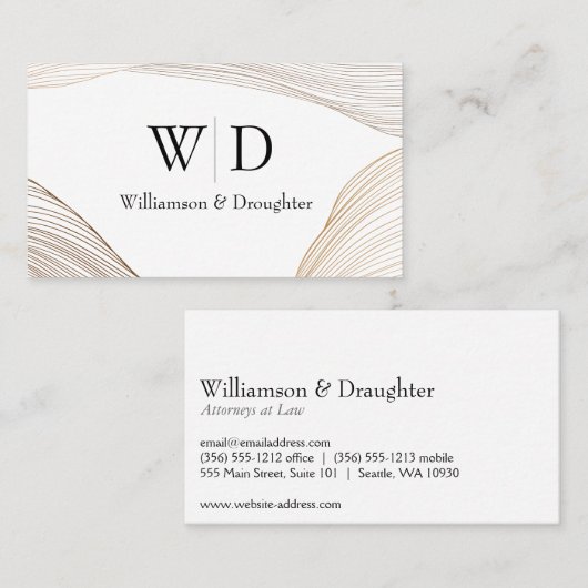 Serif monogram | Achtergrond grafische lijnen Visitekaartje (Voorkant / Achterkant)