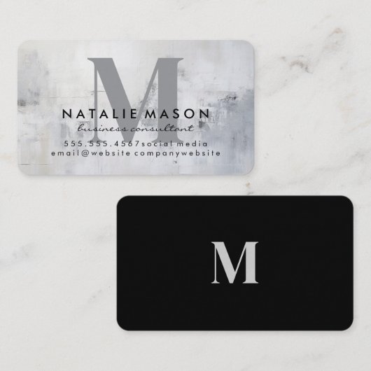 Serif monogram | Achtergrond van de textuurwand Visitekaartje (Voorkant / Achterkant)
