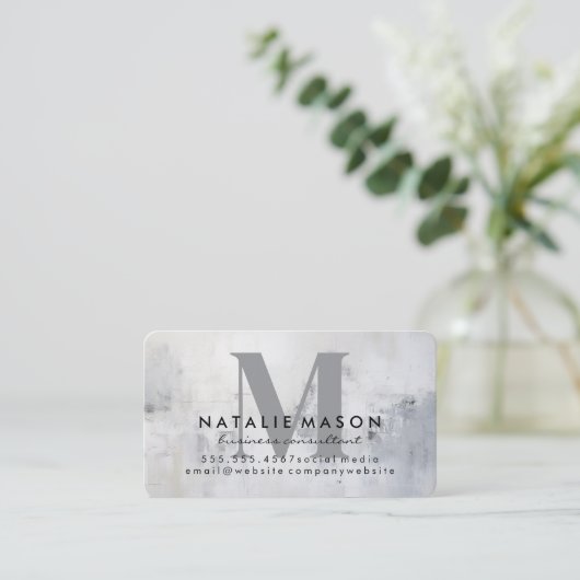 Serif monogram | Achtergrond van de textuurwand Visitekaartje (Staand voorkant)