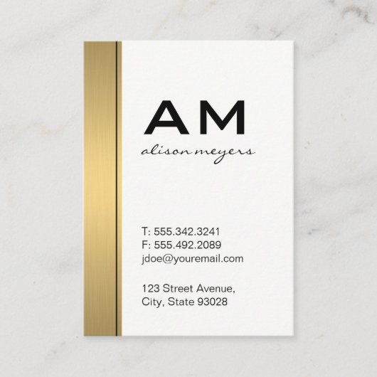 Serif Monogram Gold Metallic Trim Visitekaartje (Voorkant)
