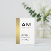 Serif Monogram Gold Metallic Trim Visitekaartje (Staand voorkant)