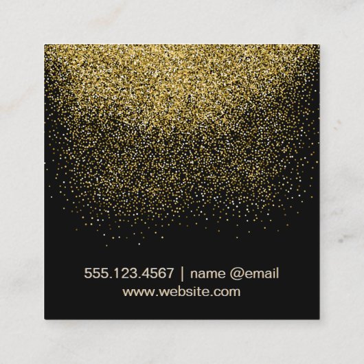 Serif Monogram | GoudConfetti Vierkante Visitekaartje (Achterkant)