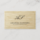 Serif Monogram | Hout en leder Visitekaartje (Voorkant)