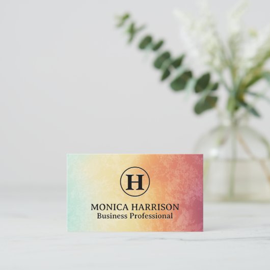 Serif-monogram | Kleurrijke abstracte textuur Visitekaartje (Staand voorkant)