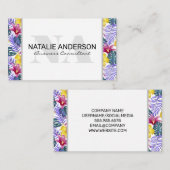 Serif monogram | Kleurrijke palmbomen bladeren Visitekaartje (Voorkant / Achterkant)