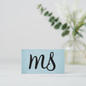 Serif | Monogram | Lichtblauw Visitekaartje (Staand voorkant)