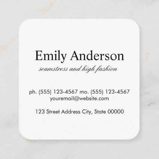 Serif monogram | lichtgestreept patroon vierkante visitekaartje (Achterkant)