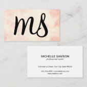 Serif | Monogram | Roze Aquarel Achtergrond Visitekaartje (Voorkant / Achterkant)
