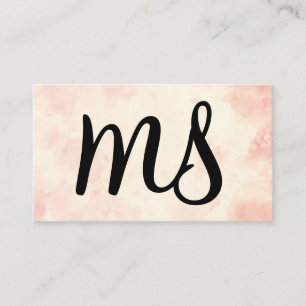 Serif   Monogram   Roze Aquarel Achtergrond Visitekaartje