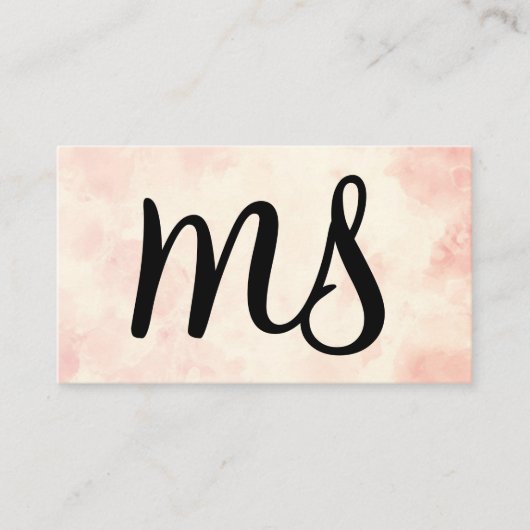 Serif | Monogram | Roze Aquarel Achtergrond Visitekaartje (Voorkant)