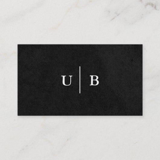 Serif monogram | Zwart strakke textuur Visitekaartje (Voorkant)