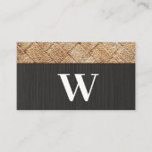 Serif Monogram | Zwarte textuur | Geweven Visitekaartje (Voorkant)